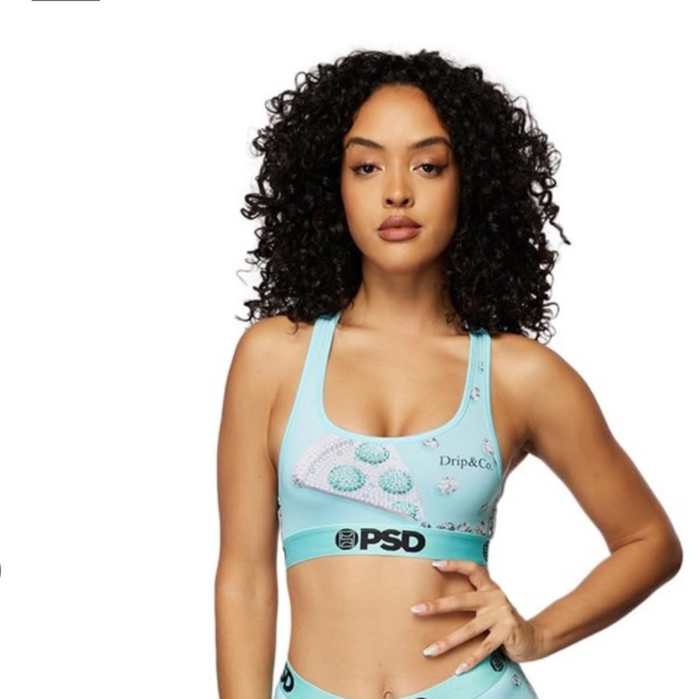 PSD Women’s Tiffany & Co Blinged Out Pizza & Diamonds Sports Bra Medium